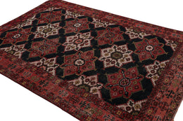 Vintage Persian Shiraz Rug In Red And Black Floral Patterns