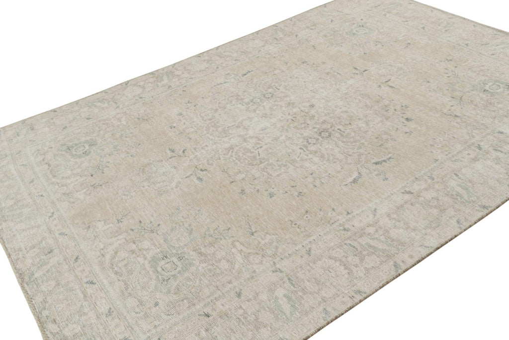 Vintage Persian Rug With Beige White And Gray Tones