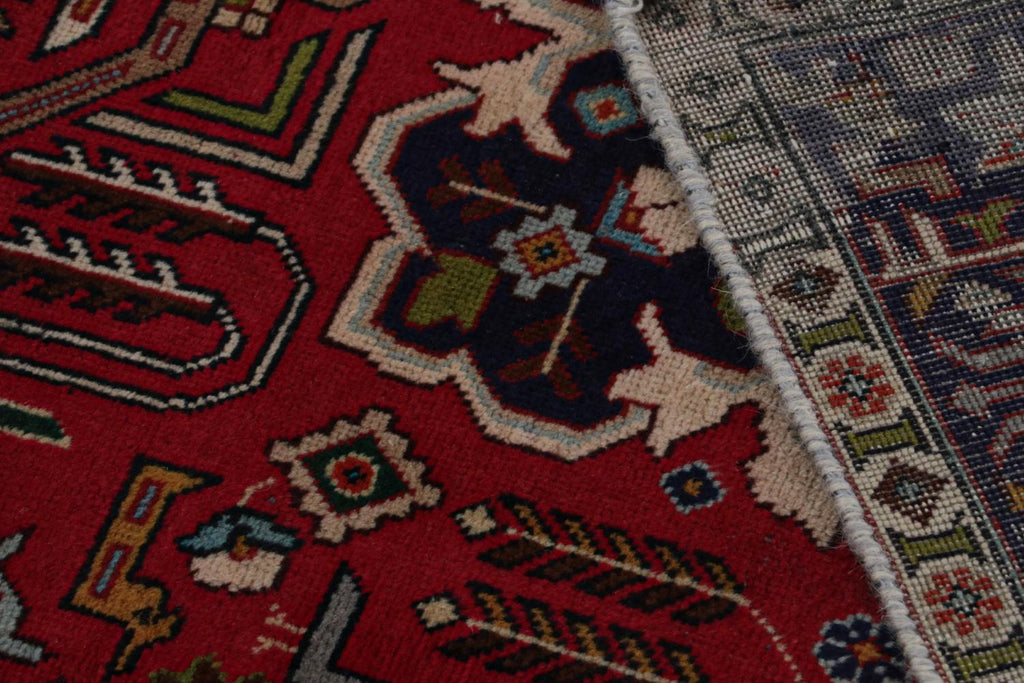 Vintage Persian Tabriz Rug With Red Blue Patterns