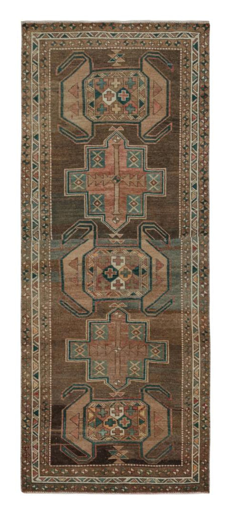 Vintage Persian Shiraz Rug In Beige Brown And Blue Tribal Patterns