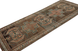 Vintage Persian Shiraz Rug In Beige Brown And Blue Tribal Patterns