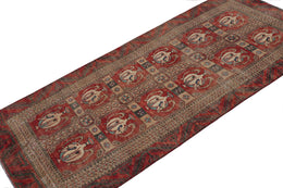 Vintage Persian Shiraz Runner Rug In Red Beige And Blue Pictorial Patterns