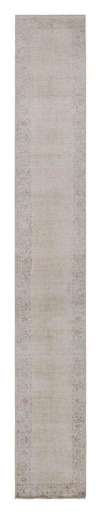 Vintage Overdyed Persian Runner Rug In Beige Brown Open Field 3x22