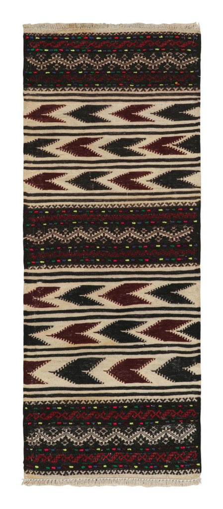 Vintage Afghan Kilim Rug With Polychromatic Stripes