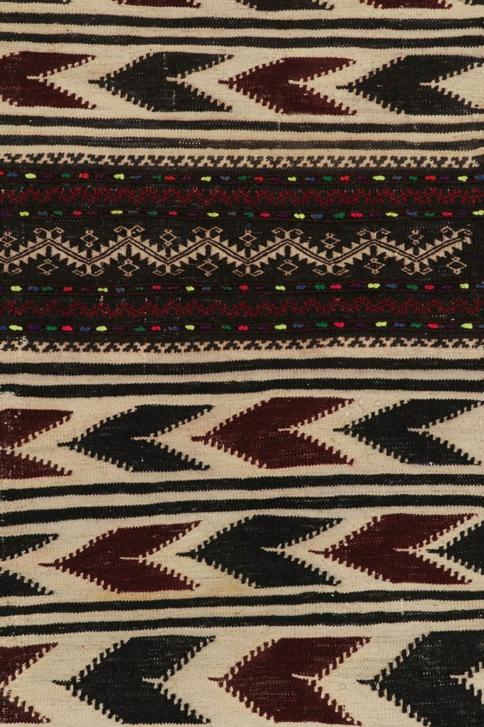 Vintage Afghan Kilim Rug With Polychromatic Stripes