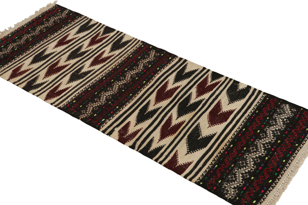 Vintage Afghan Kilim Rug With Polychromatic Stripes