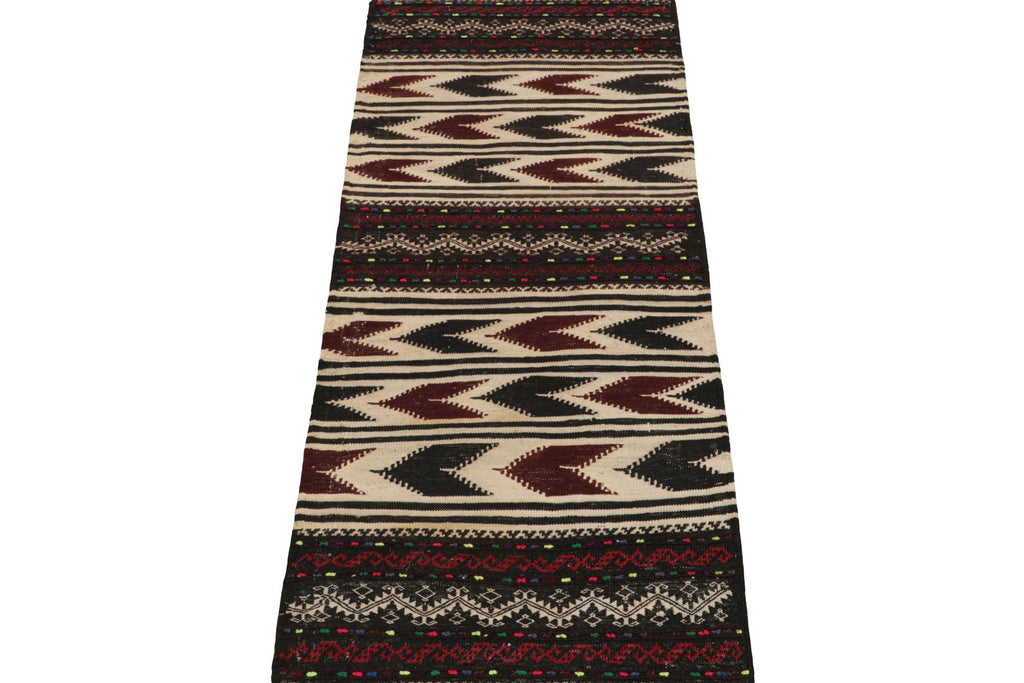 Vintage Afghan Kilim Rug With Polychromatic Stripes