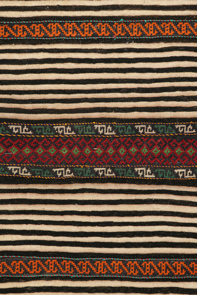 Vintage Afghan Kilim With Polychromatic Geometric Stripes