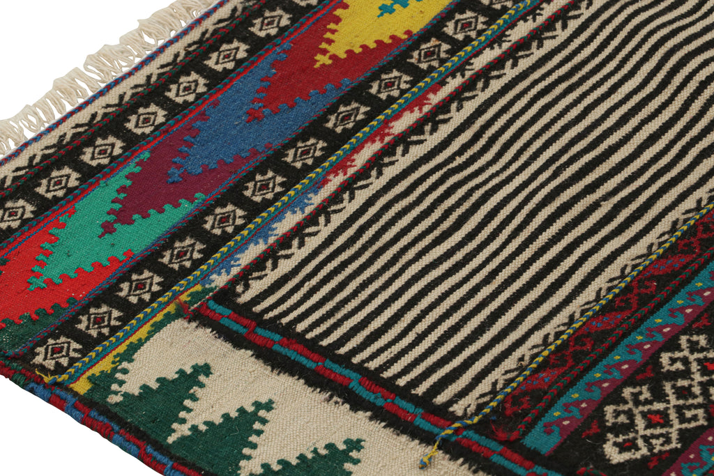 Vintage Afghan Kilim Rug With Stripes And Geometric Patterns