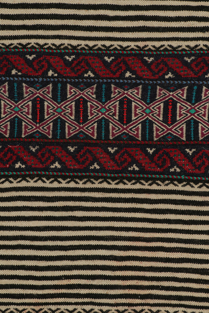 Vintage Afghan Kilim Rug With Stripes And Geometric Patterns