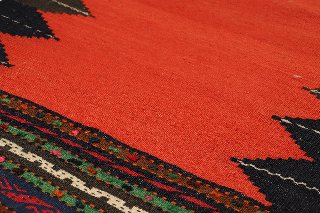 Vintage Afghan Kilim With Red Open Field 2X4