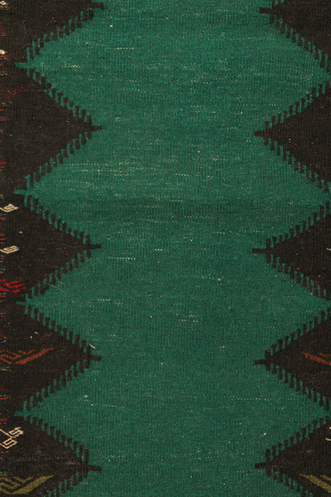 Vintage Afghan Kilim With Teal Open Field