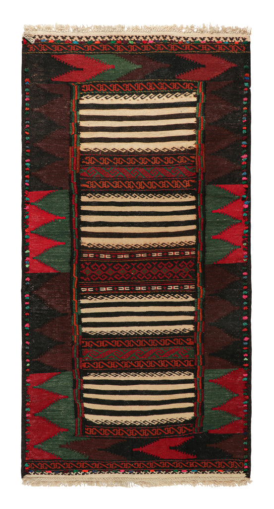 Vintage Afghan Kilim With Polychromatic Geometric Patterns