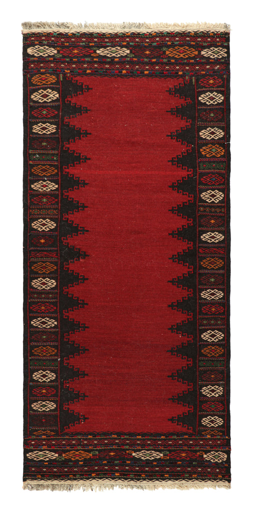 Vintage Afghan Kilim With Red Open Field