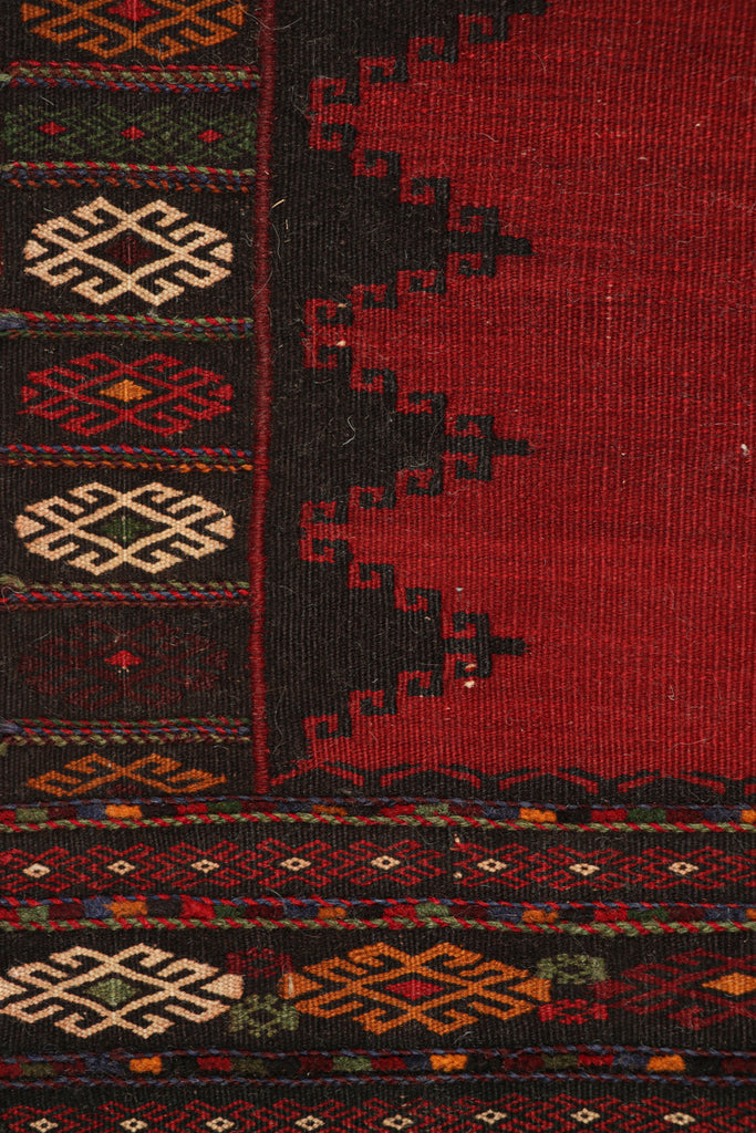 Vintage Afghan Kilim With Red Open Field