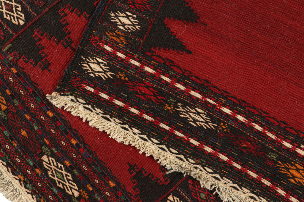 Vintage Afghan Kilim With Red Open Field