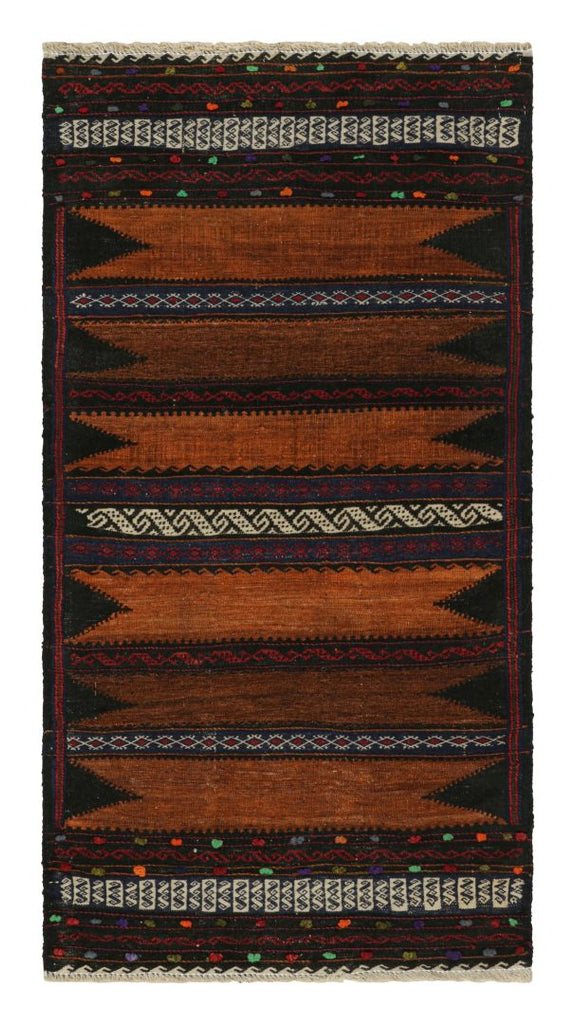 Vintage Afghan Kilim Rug With Polychromatic Stripes 2x5