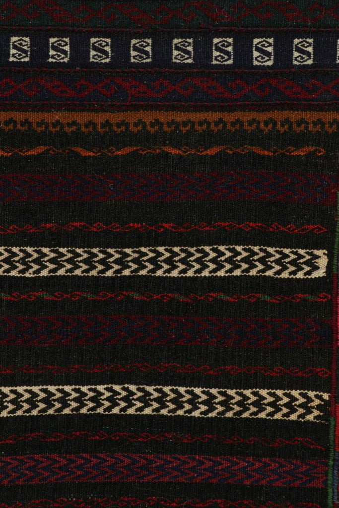 Vintage Afghan Kilim Rug Wool With Polychromatic Stripes 2x4