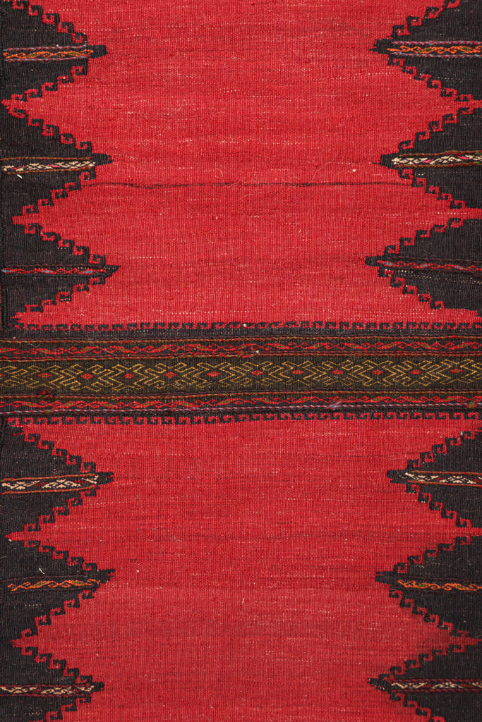 Vintage Afghan Kilim In Red With Geometric Patterns