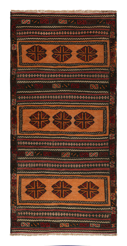 Vintage Afghan Kilim With Polychromatic Geometric Pattern 27