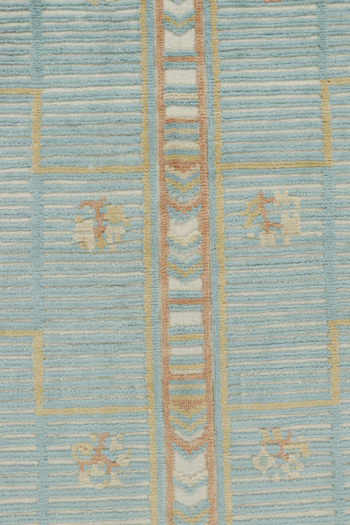 Scandinavian Rug in Blue with Geometric Patterns