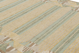 Scandinavian Rug in Golden-Brown with Geometric Stripes