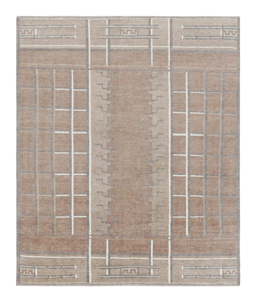 Scandinavian Rug in Brown with Geometric Patterns