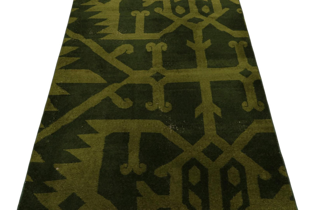 Vintage Zeki Muren Art Deco Rug In Green With Geometric Pattern