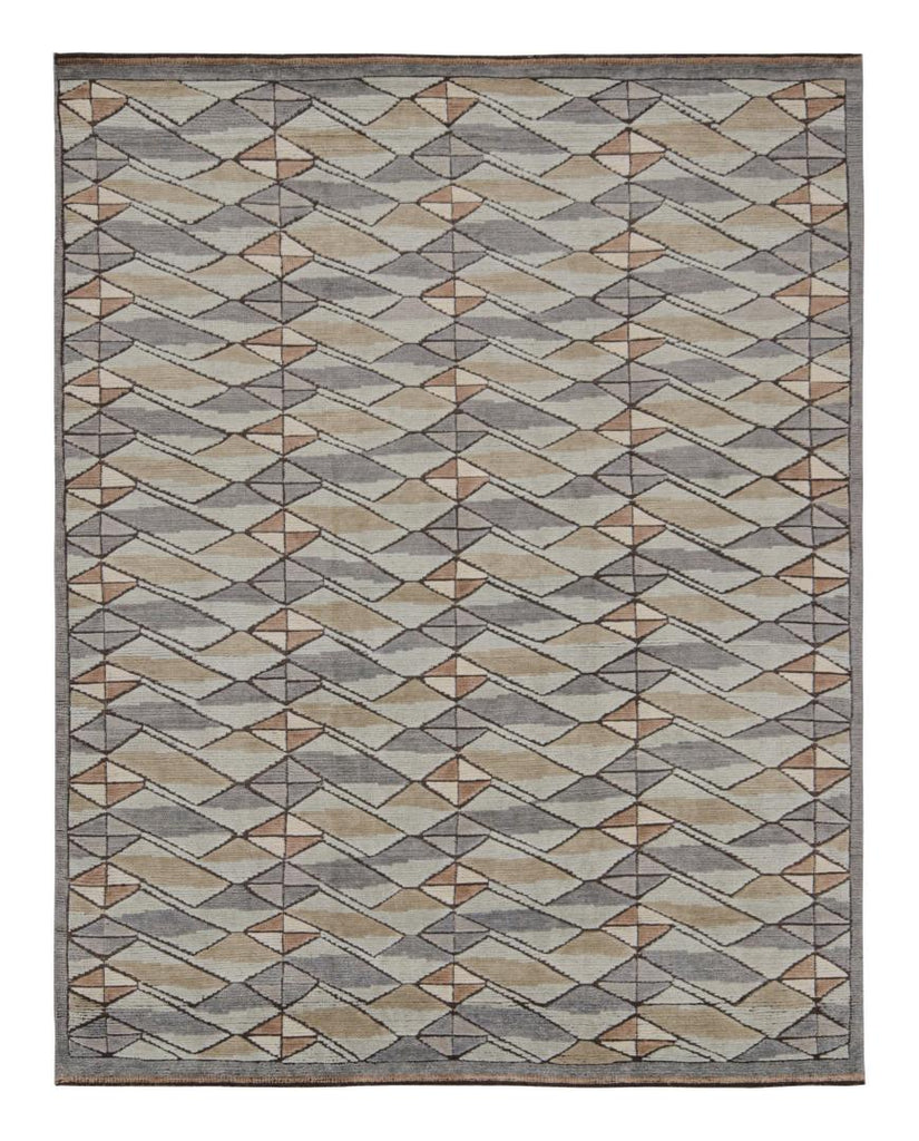 Scandinavian Rug In Beige Brown And Gray Geometric Patterns