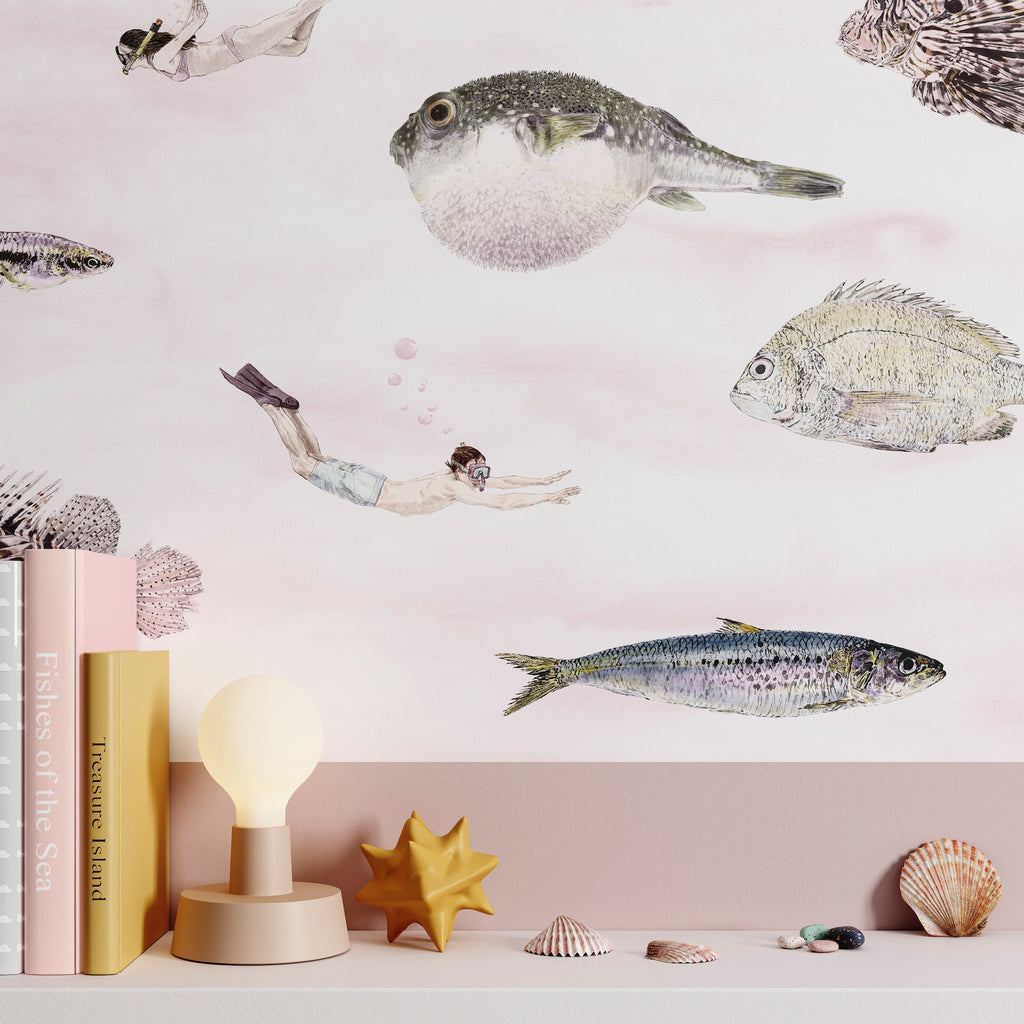 Classic Fish Wallpaper - Pink