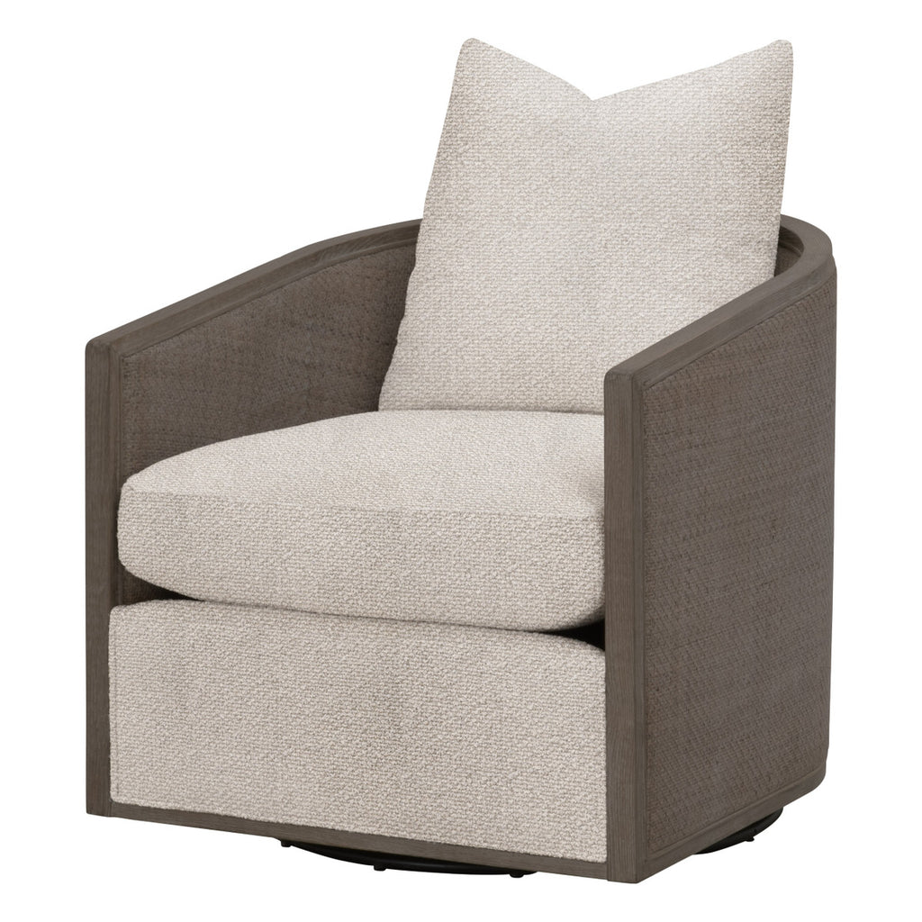 Mcguire Swivel Club Chair, LiveSmart Gellar-Jute, Matte Brown Oak & Cane