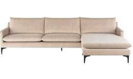 Anders Sectional Sofa - Nude with Matte Black Legs, 117.8in