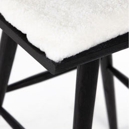 Ripley Stool with Cushion-Black Oak-Bar, Cream Shorn Sheepskin