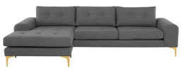 Colyn Sectional Sofa - Shale Grey with Brushed Gold Legs