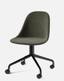 Harbour Swivel Side Chair with Casters, Black Legs, Leather Dakar 0250 Seat