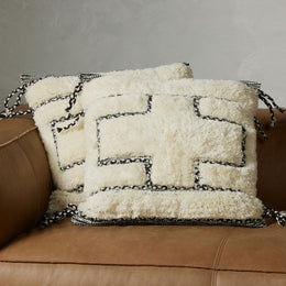 Farida Pillow-Cream, Braided Black