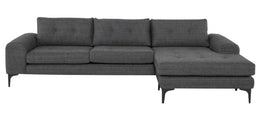 Colyn Sectional Sofa - Dark Grey Tweed with Matte Black Steel Legs