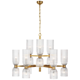 Asalea Medium Two-Tier Chandelier - Polished Nickel