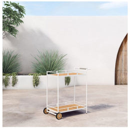 Aroba Outdoor Bar Cart-White Aluminum