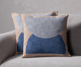 Modern Suede Half Moon Pillow-Dark Blue