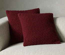 Cello Woven Rope Pillow-Claret-Set 2-20"