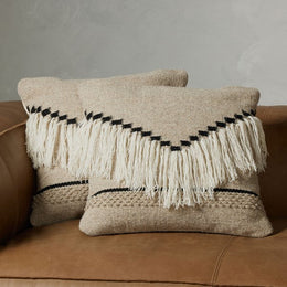 Davi Pillow-Grey with Fringe