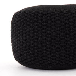 Jute Braided Pouf-Black Jute