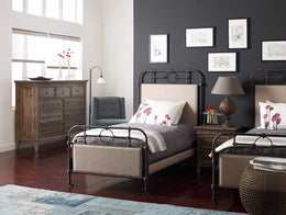 Berkley Metal Twin Bed-Palm Ecru