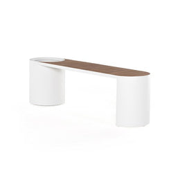 Kylen Outdoor Bench with Planter-White