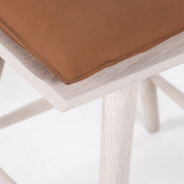 Ripley Stool with Cushion-Off White-Counter, Whiskey Saddle