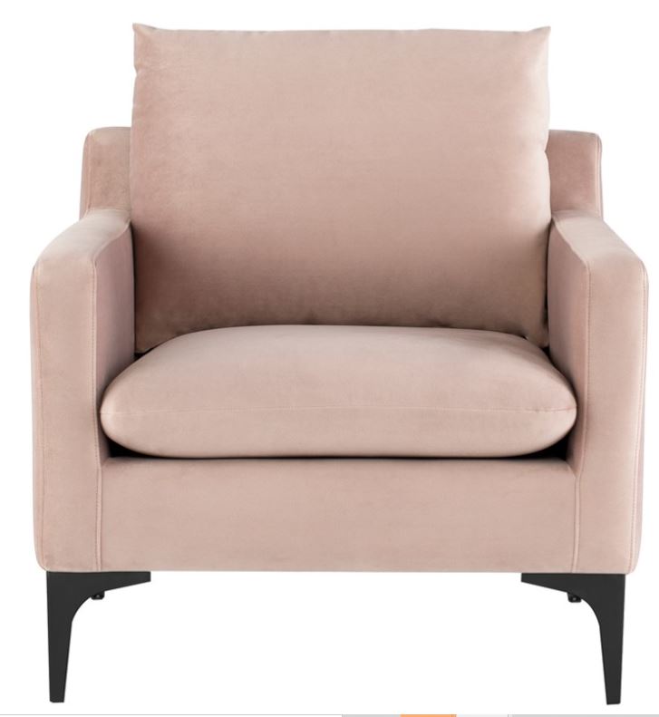 Anders Lounge Chair - Blush with Matte Black Legs