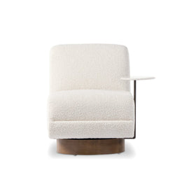 Bronwyn Swivel Chair + Side Table - Knoll Natural, White Marble by Four Hands