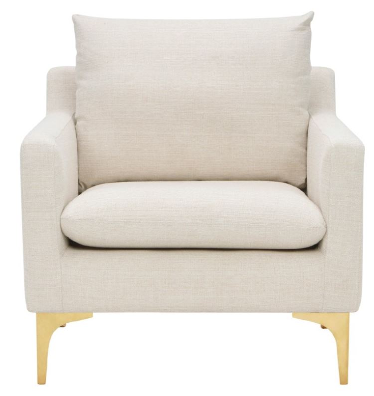 Anders Lounge Chair - Sand with Brushed Gold Legs