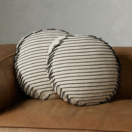 Olander Round Pillow-Black & Cream-Set 2-18''